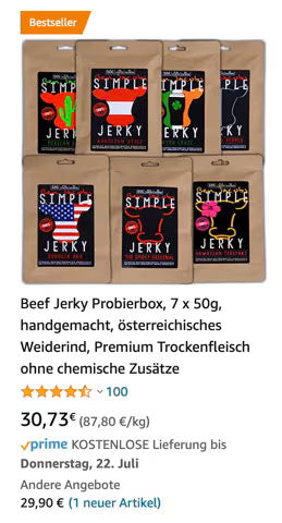 Amazon Bestseller 7 x 50g Probierpaket: Mexican Style, the Smoky Original, Austrian Style, Salt & Pepper, Redneck BBQ & Hawaiian Teriyaki